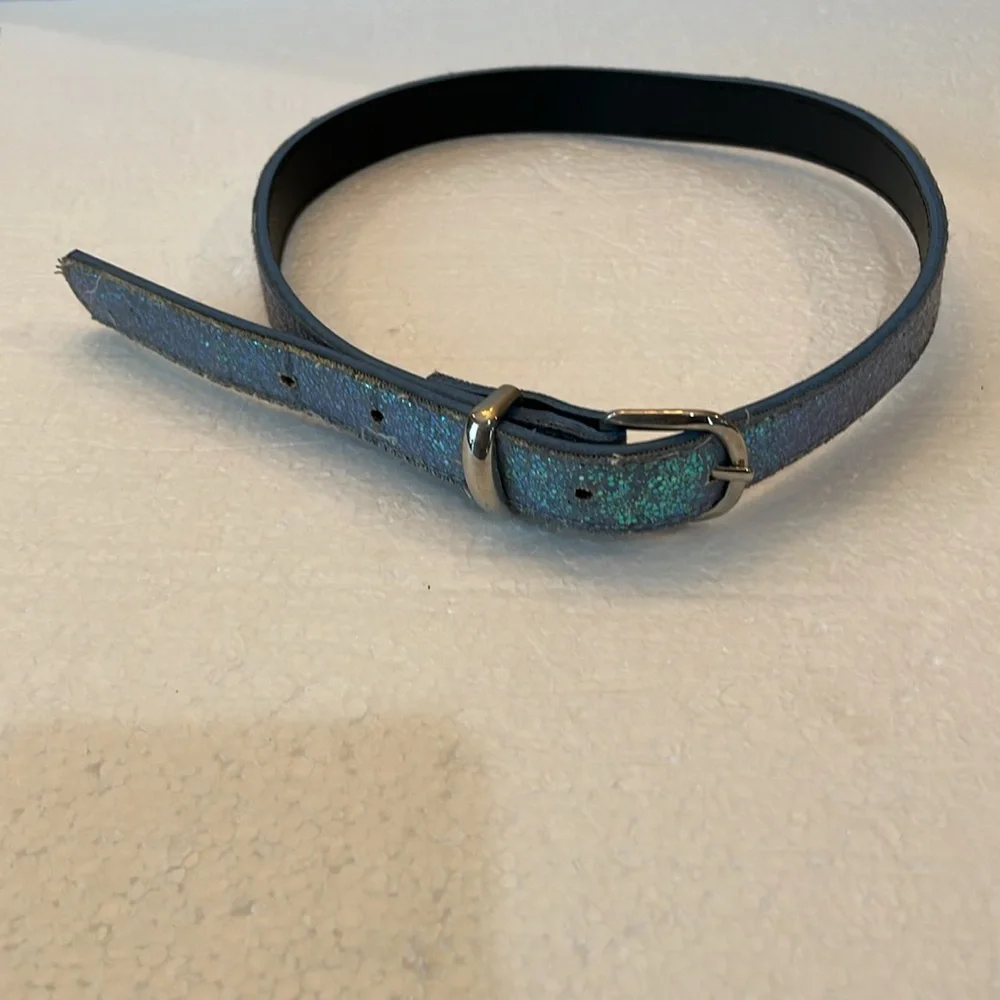 Glitter belt sparkle embellished silver girls size M